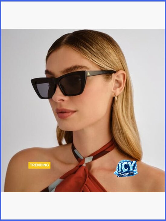 Cat Eye Sunglasses with Polycarbonate Lenses and Protective Pouch